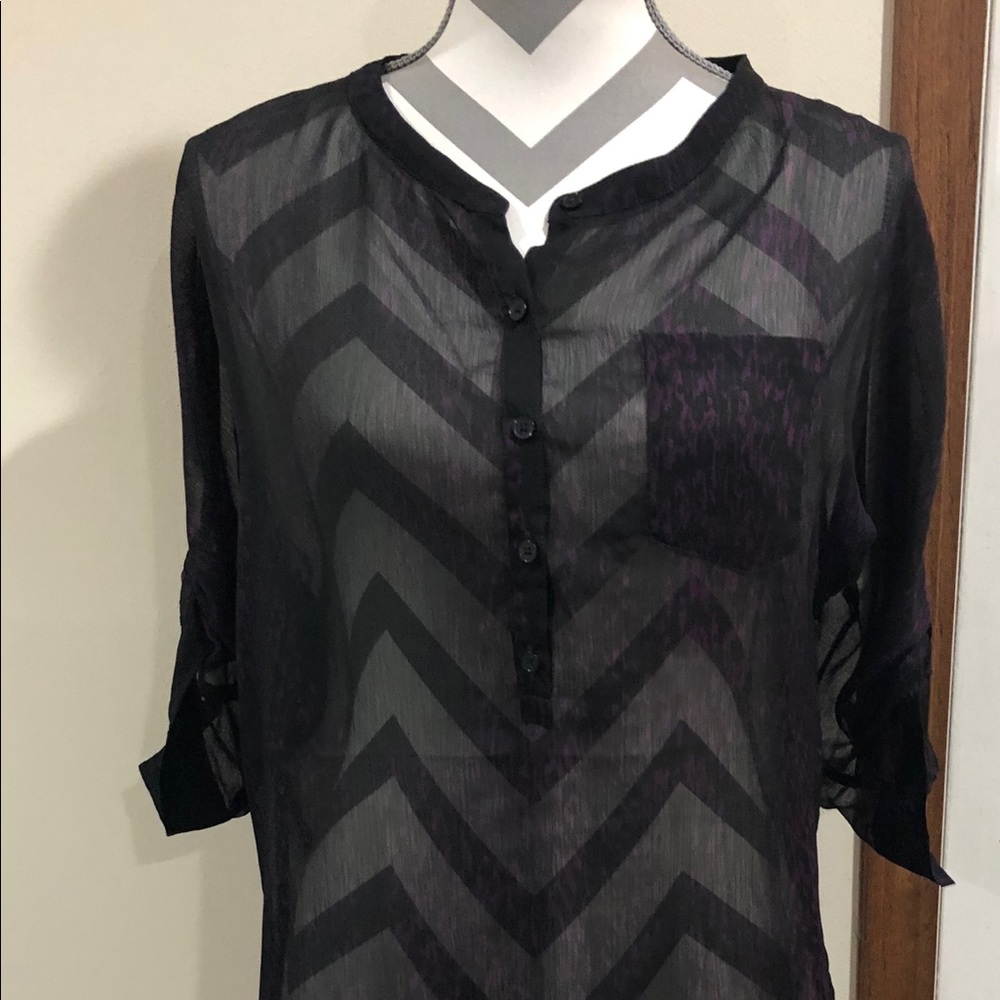 Sheer half button blouse